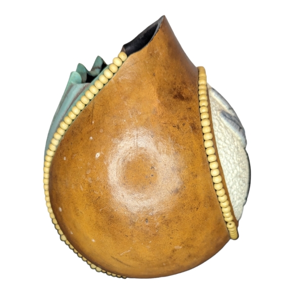 Dragonfly turquoise decorative gourd. - Picture 5 of 8